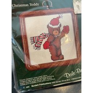 CHRISTMAS TEDDY Cross Stitch Kit Dale Burdett SEWING KIT ONLY NOS Vintage 1985